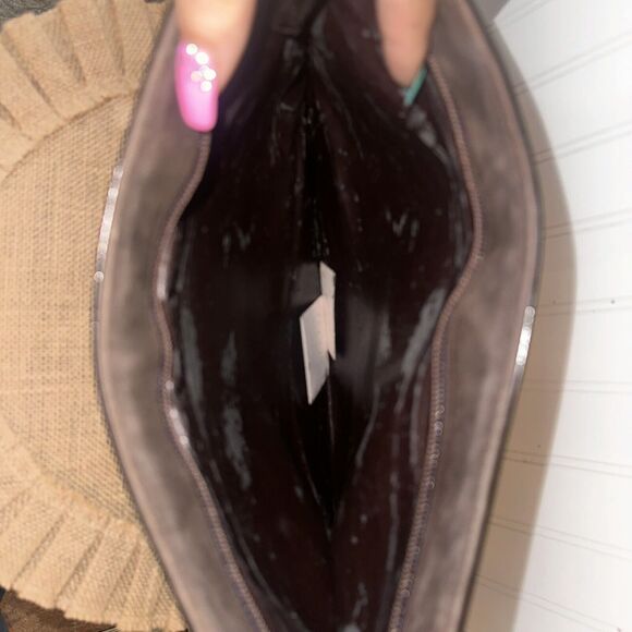 Gucci Vintage Brown Suede Patent Leather Large Clutch Authentic EUC - Picture 7 of 7